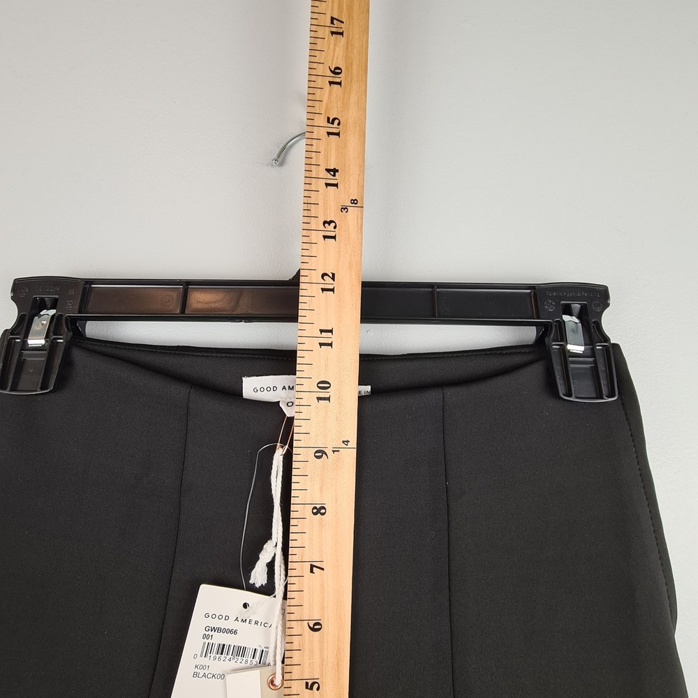 Good American Scuba Pintuck Slim Flare Trousers Size 0 Black High Rise Side Zip - Picture 5 of 11
